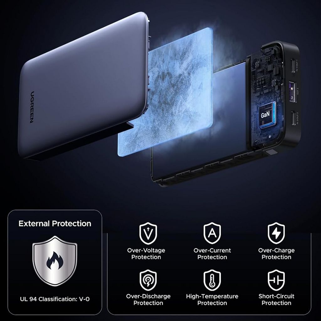 UGREEN 75131B powerbank 10000mAh, QC/PD – grå