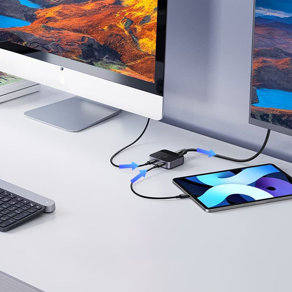 Ugreen AW502 USB-C-kytkin - harmaa