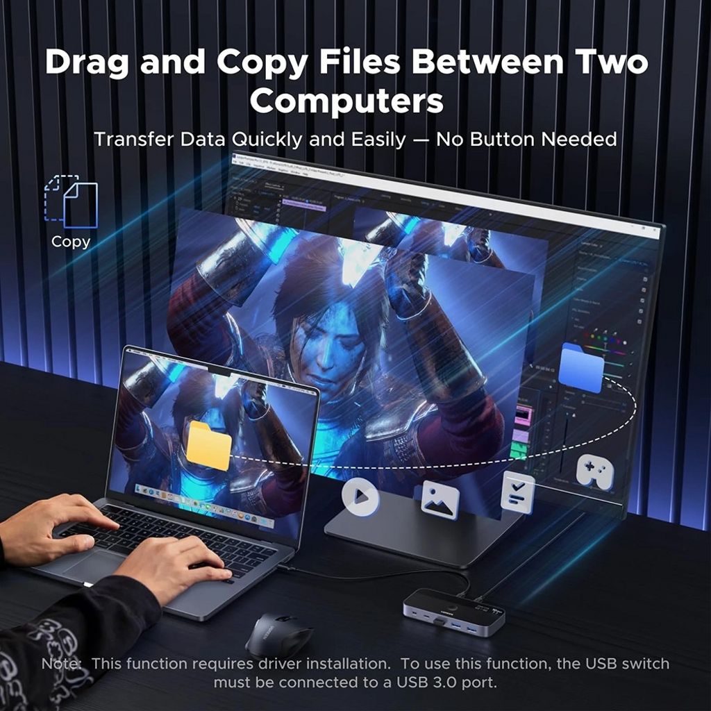 UGREEN CM691 USB-kytkin 3x USB-A 3.2 / 1x USB-C / 1x miniUSB - musta