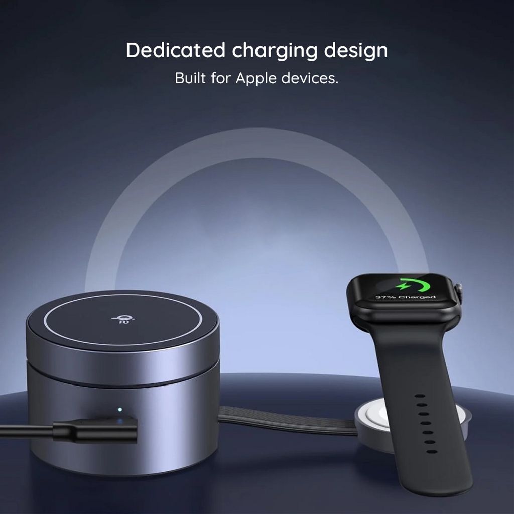 Ugreen W712 3-i-1 trådløs ladestasjon – grå
