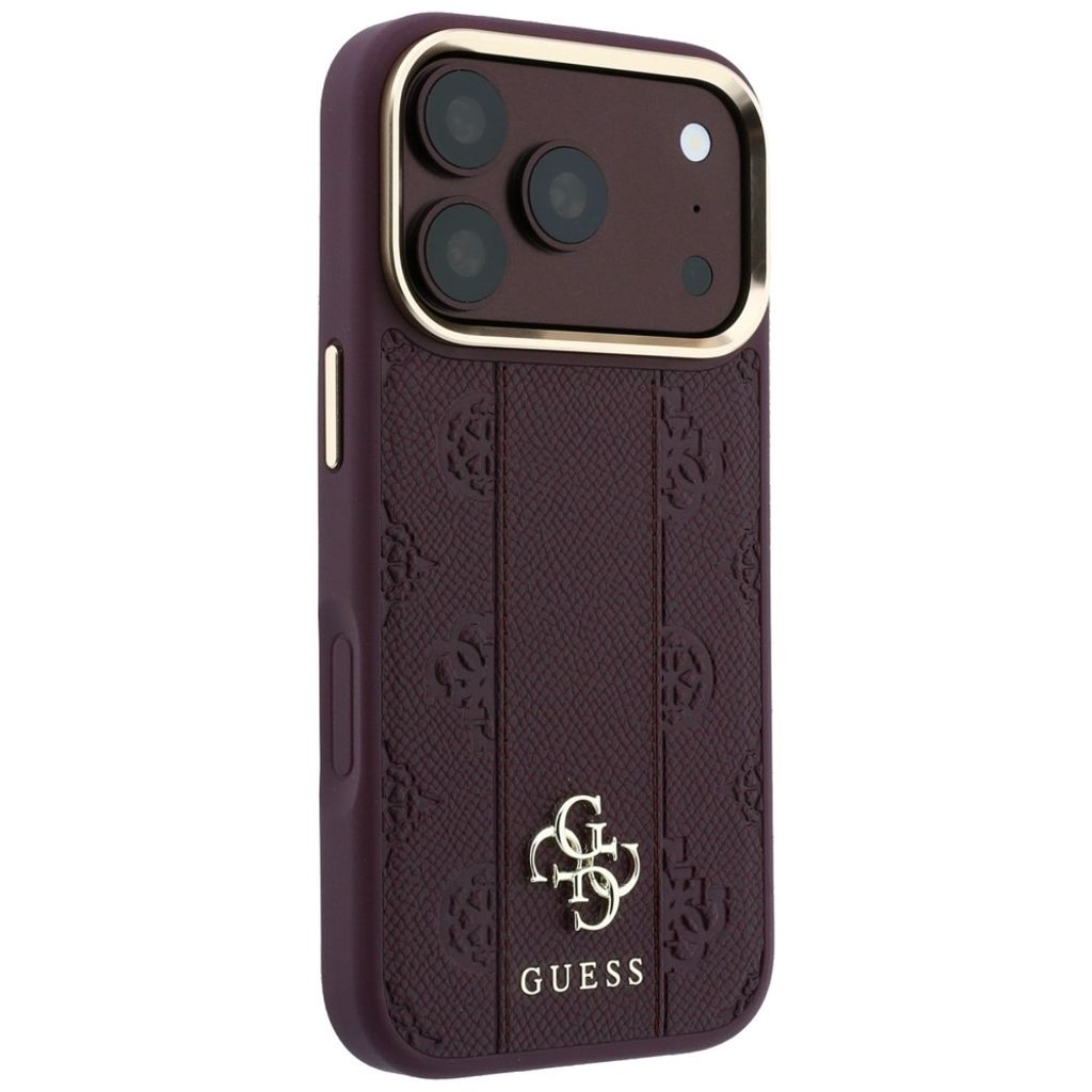Guess Stripe Peony 4G Logo MagSafe -kuori iPhone 18 Pro Max:lle - Burgundi