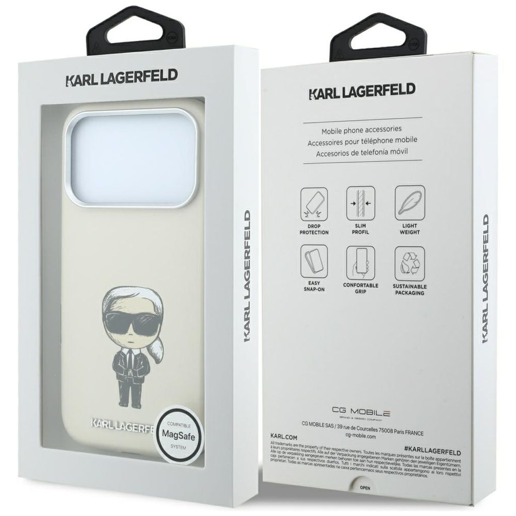 Karl Lagerfeld Ikonik Sketch MagSafe -kuori iPhone 18 Pro Max/17 Pro Max:lle - Beige