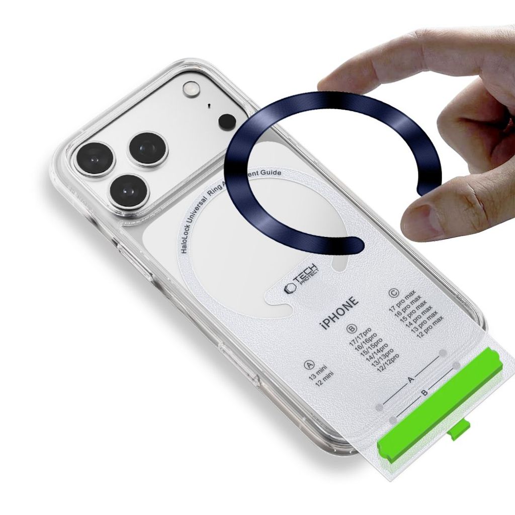 Tech-Protect MMP-210 MagSafe 2-pack magnetisk ring – silver / mörkblå