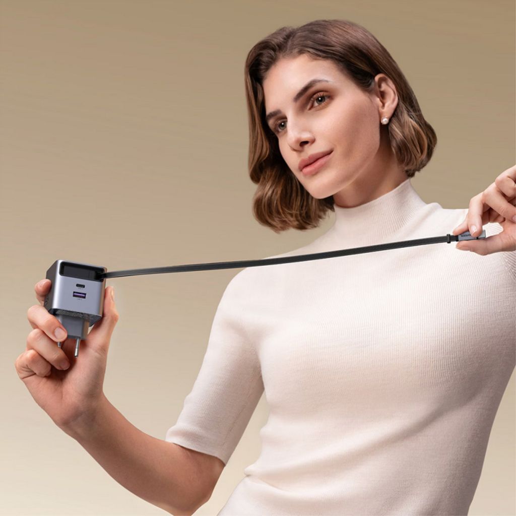 UGREEN Väggladdare X614 45W, 3A, USB-A/USB-C med USB-C-kabel - Grå
