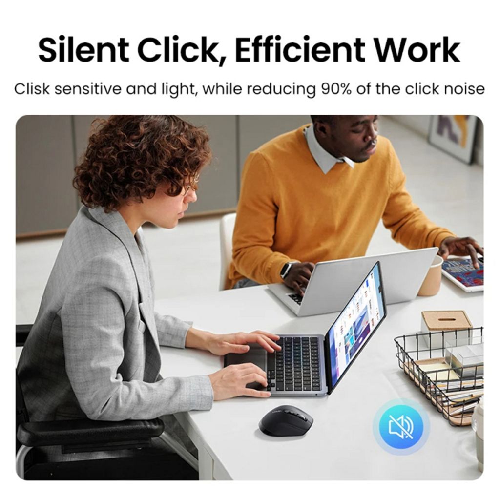UGREEN M751 Trådløs Mus Bluetooth / Wi-Fi 5000 DPI - Sort