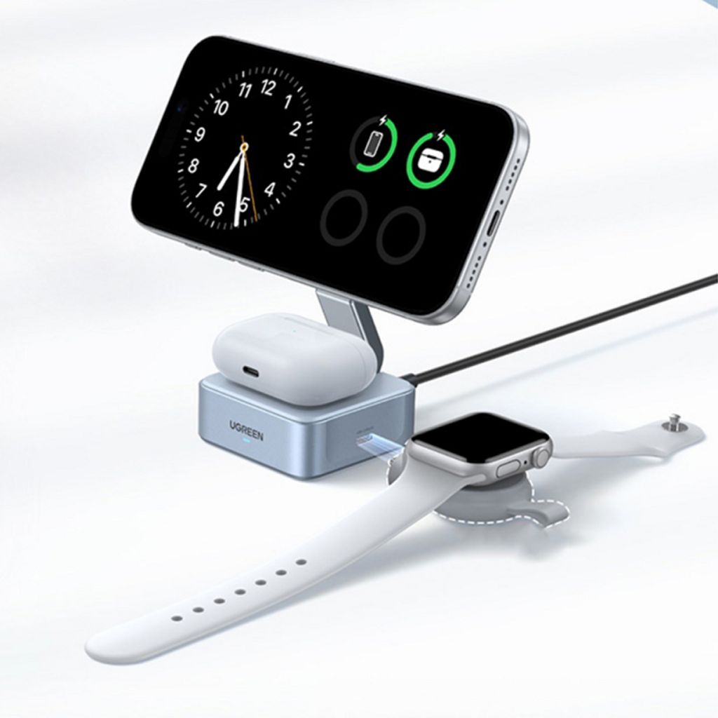 Ugreen 2in1 trådlös laddare 35W, 3A, 1 x USB-C – blå