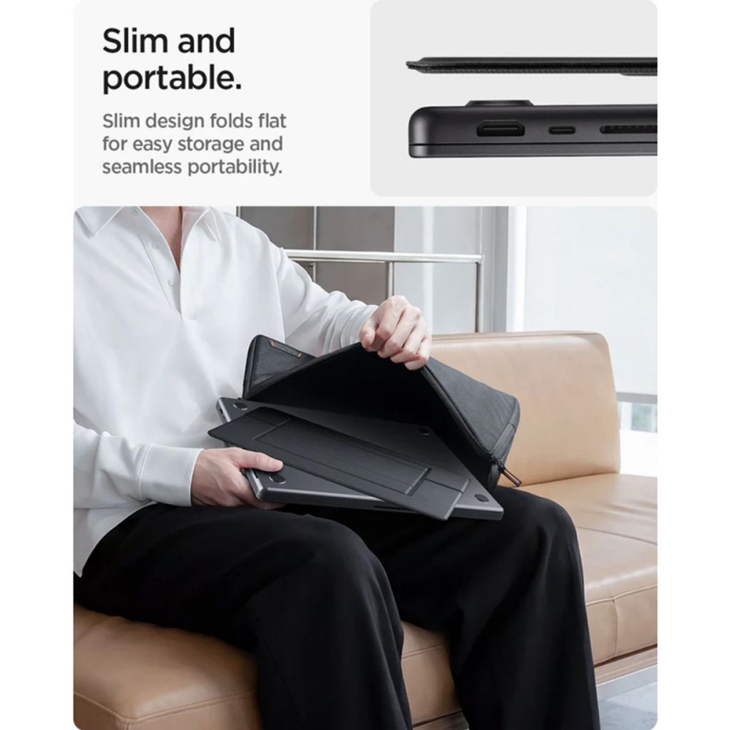 Spigen Slim Fold skrivbordsstativ för Laptop upp till 14" LD201-S7 - Svart