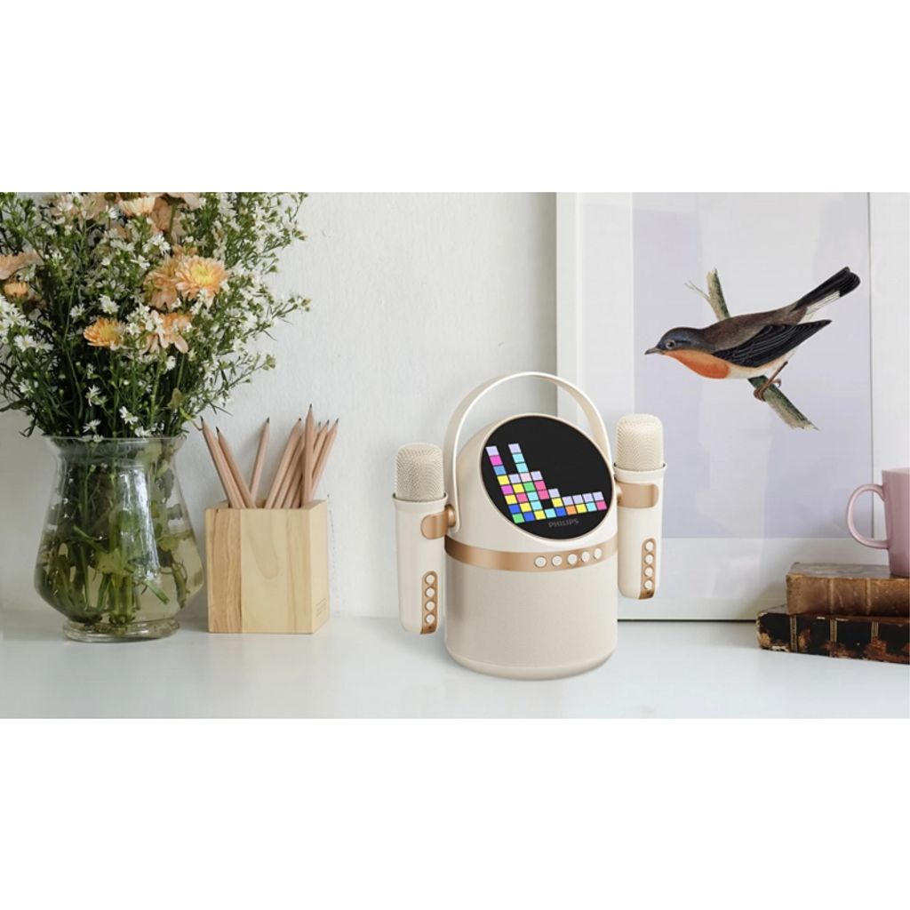 Philips bærbar Bluetooth-høyttaler 10 W, Karaoke - Beige