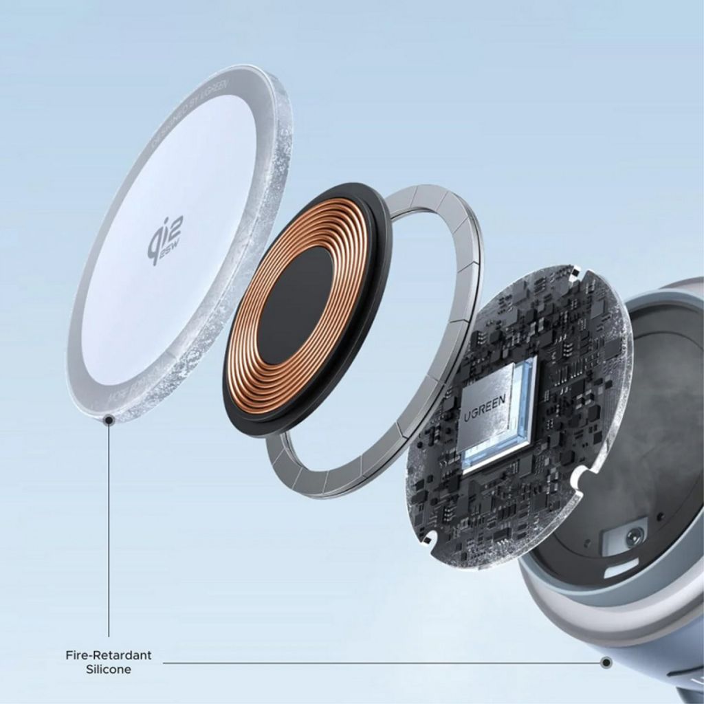 Ugreen W713 trådløs ladestation 2-i-1, 25W – blå