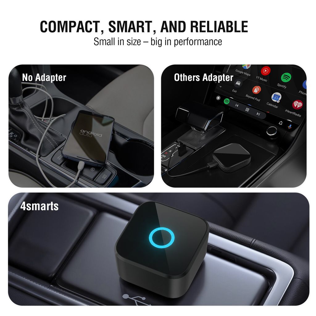 4Smarts trådløs CarPlay / Android Auto-adapter - svart