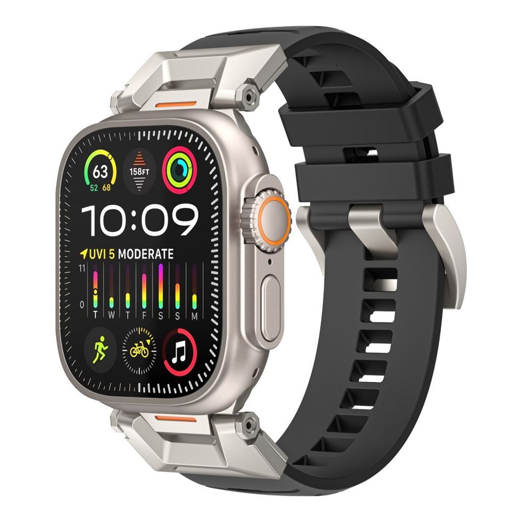 AHASTYLE WE30 Apple Watch 49/46/44/42mm Klockarmband i Fluorgummi - Svart