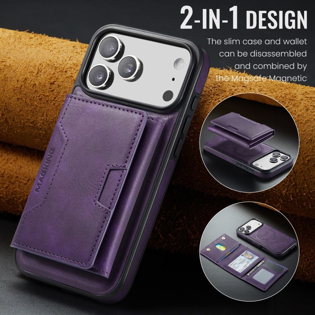 MAGKING iPhone 18 Pro Max/17 Pro Max MagSafe Kuori irrotettavalla lompakolla - Violetti