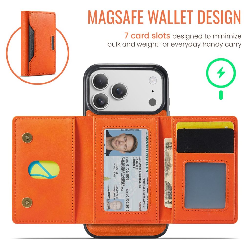 MAGKING iPhone 18 Pro Max/17 Pro Max MagSafe Kuori irrotettavalla lompakolla - Oranssi