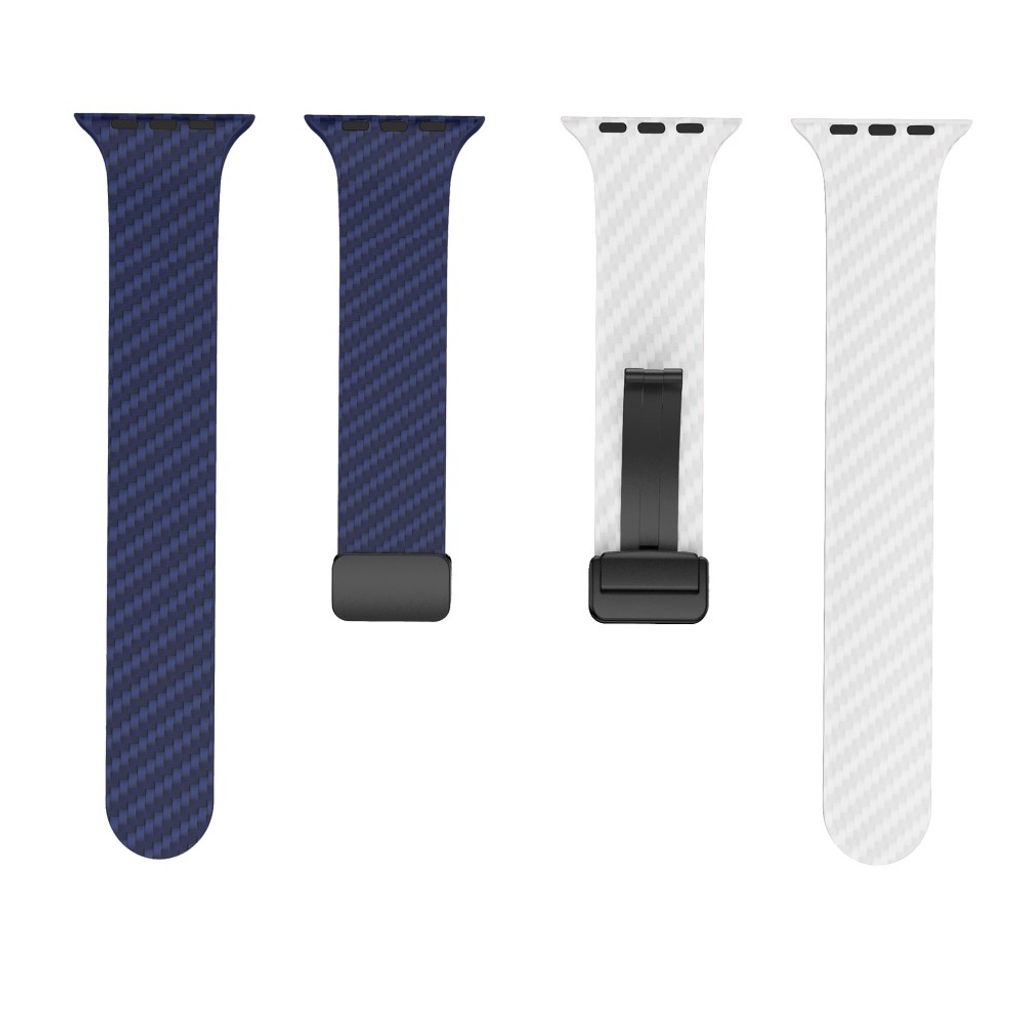Apple Watch 42 / 41/ 40 / 38mm Klockarmband kolfibertextur - Blå/Vit
