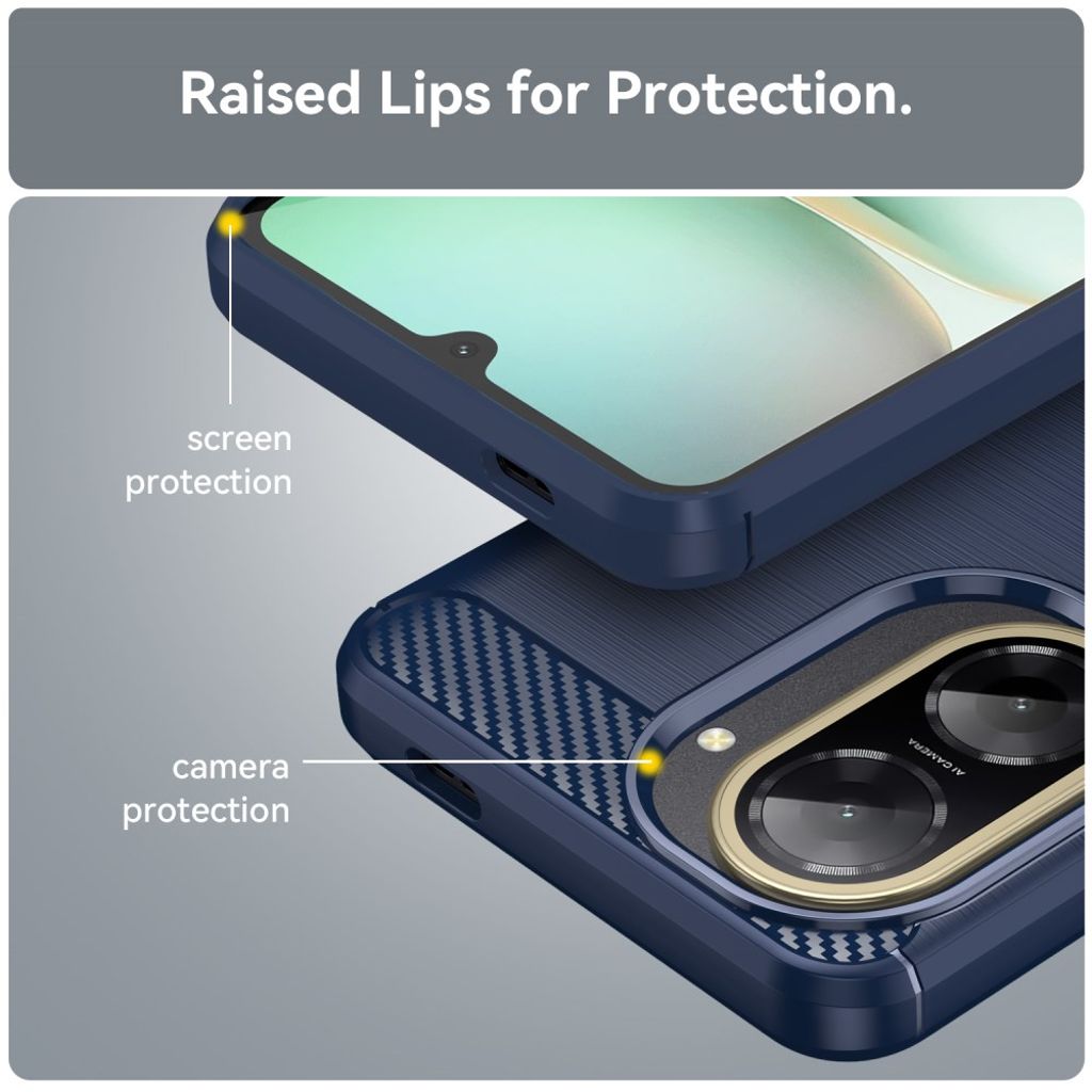 xiaomi redmi a5 4g case protective phone case carbon fiber texture brushed - blue