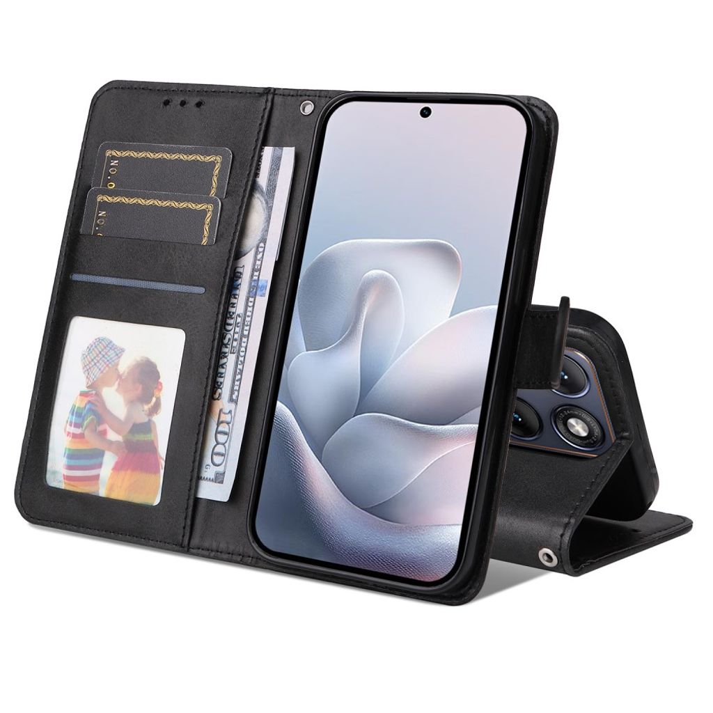 Motorola Edge 70 Fusion/70 Fusion Plus Lommeboketui PU-lær - Svart