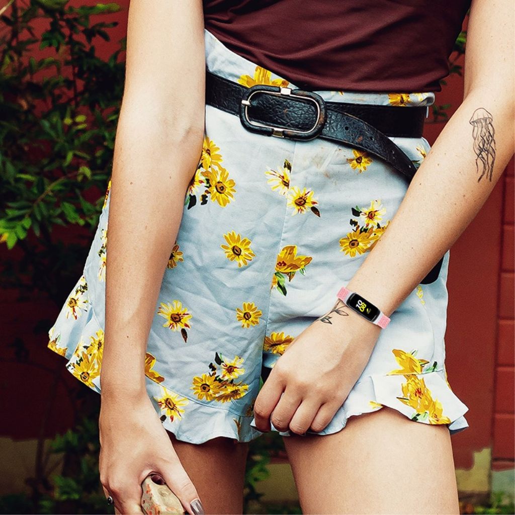 Samsung Galaxy Fit R370 Urrem Nylon Elastisk – Lyserød