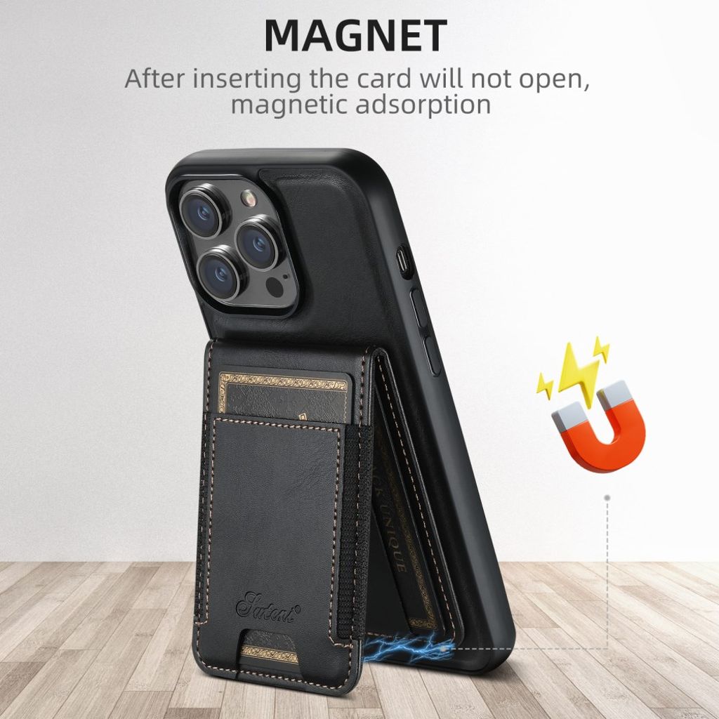 SUTENI iPhone 13 Pro Max MagSafe Lompakkokuori - Musta