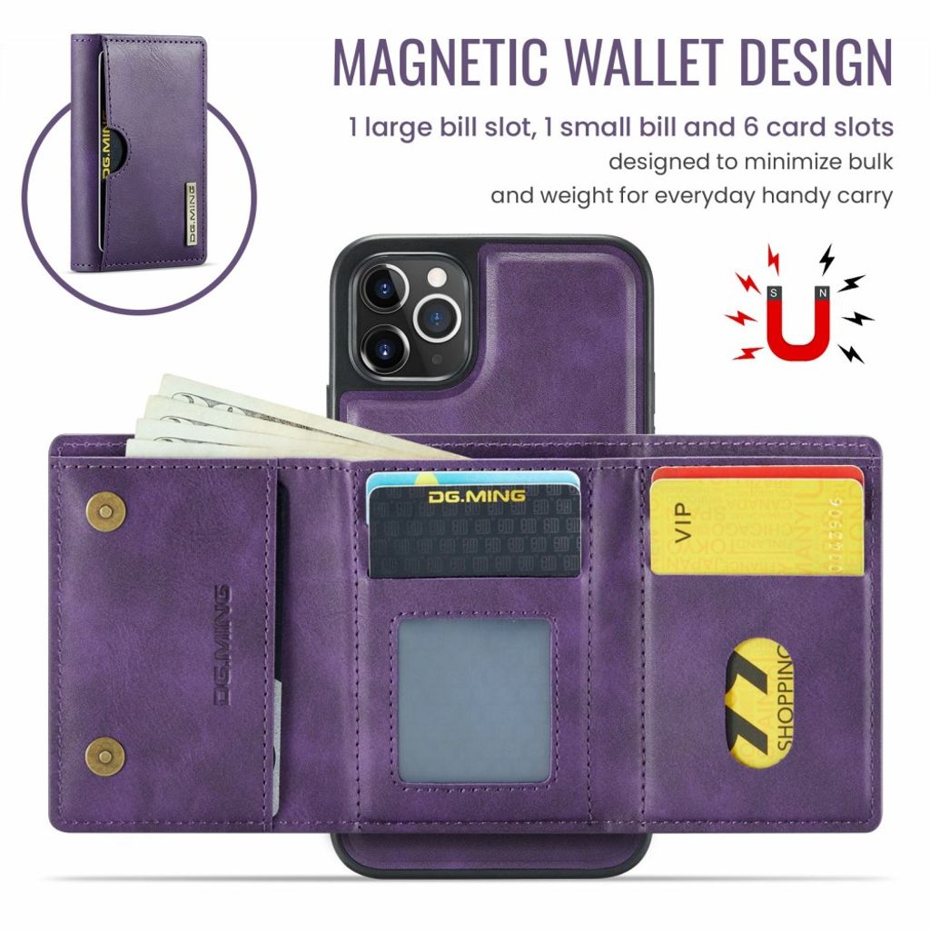 DG.MING iPhone 11 Pro Max Lompakkokuori Magneettinen RFID Purppura
