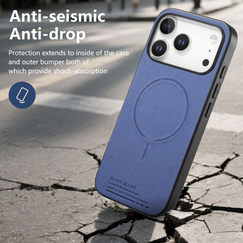iPhone 17 Pro Max MagSafe-cover med tekstil-look - blå