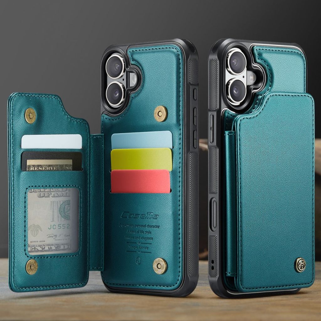 CASEME iPhone 16 Plus Case with 5 Card slots - Green