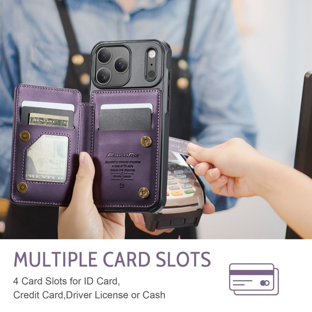 CASEME iPhone 18 Pro Max/17 Pro Max Lompakkokuori RFID-estolla – Purppura
