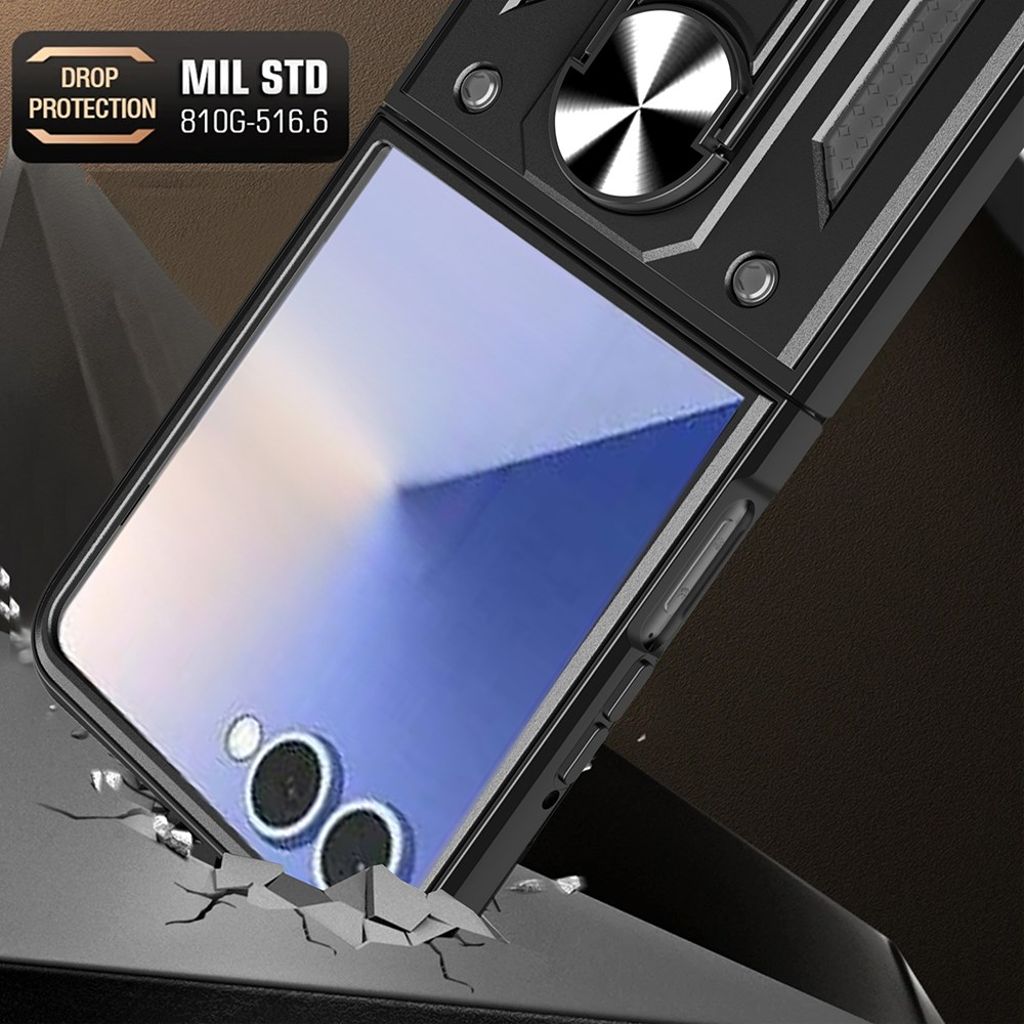 Samsung Galaxy Z Flip7 5G Skal med Stativ - Guld