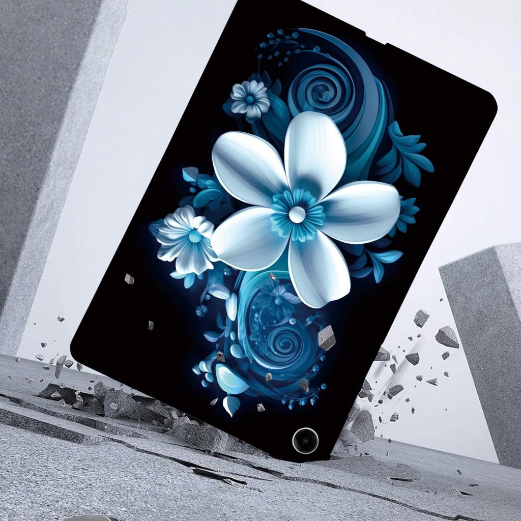 Samsung Galaxy Tab A11 Plus Deksel med trykk - Blå blomster