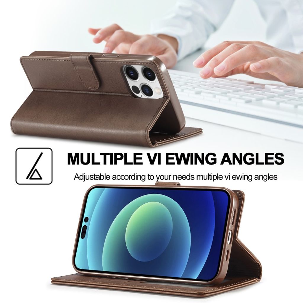 LC.IMEEKE iPhone 15 Pro Max Lompakkokotelo - Ruskea