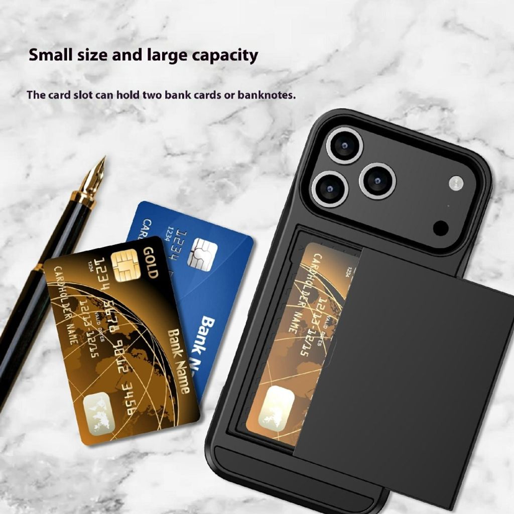 iPhone 18 Pro / 17 Pro Deksel med Kortlomme - Svart