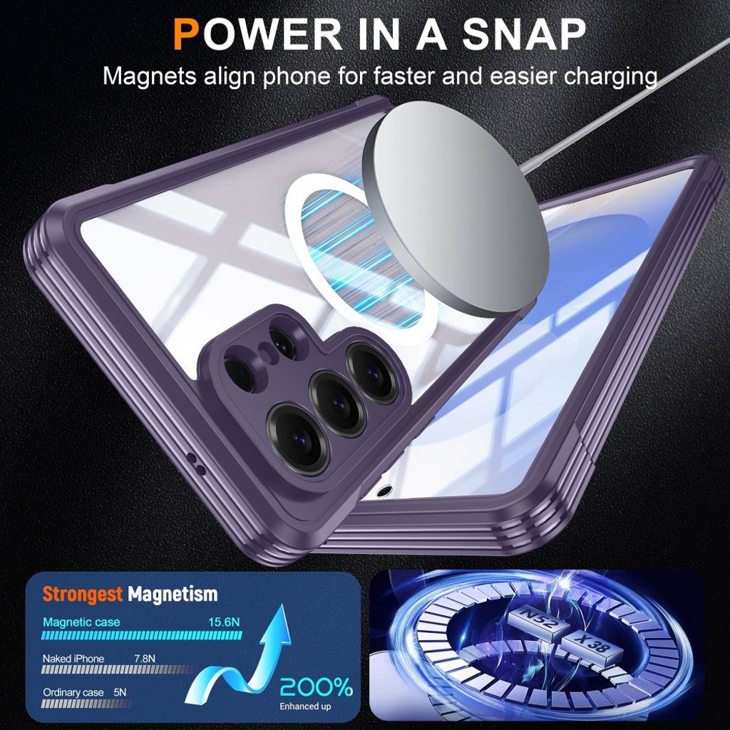 Samsung Galaxy S26 Ultra MagSafe Deksel innebygd skjermbeskytter – Mørk lilla