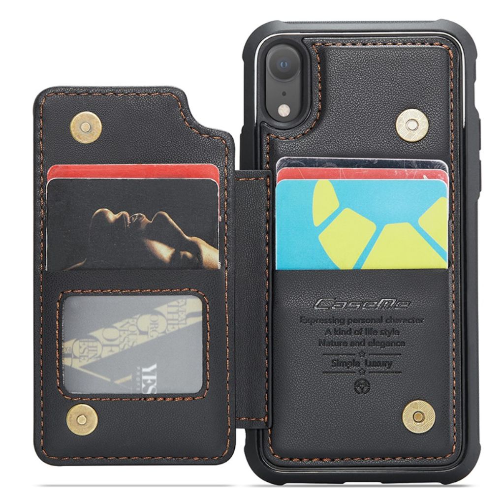 CASEME iPhone XR Plånboksskal RFID-blockerande Kortfack – Svart
