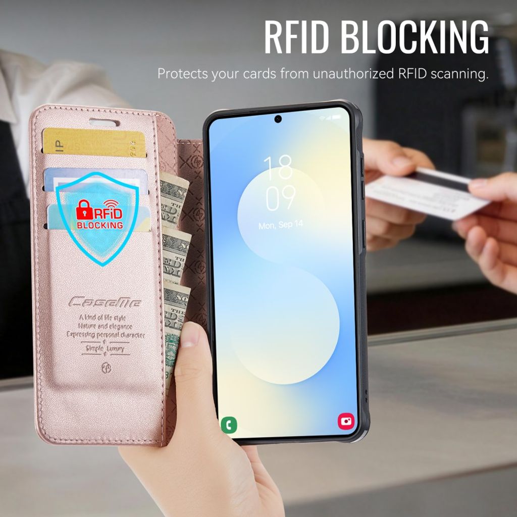 CASEME 053 Samsung Galaxy S24 FE Lommeboketui MagSafe RFID Blokkerende - Lysrosa