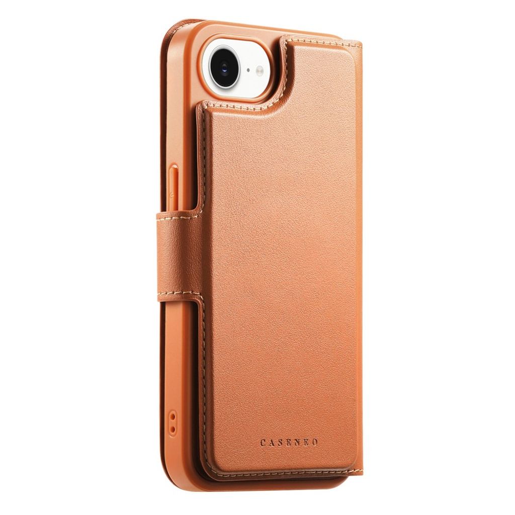 CASENEO iPhone 16e Magnetic Wallet Cover RFID Blocking – Brown