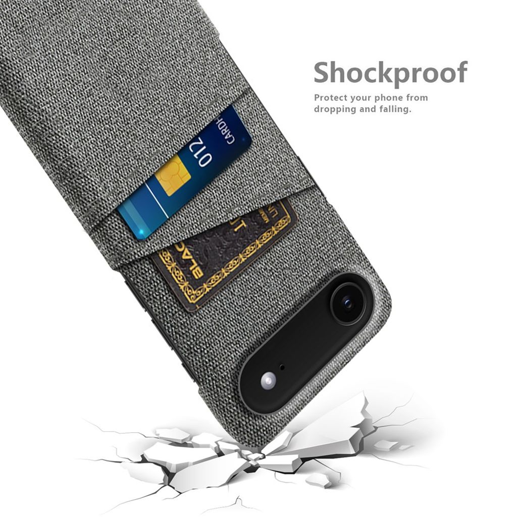 iPhone 17 Air Skal i Textil med 2 Kortfack - Grå