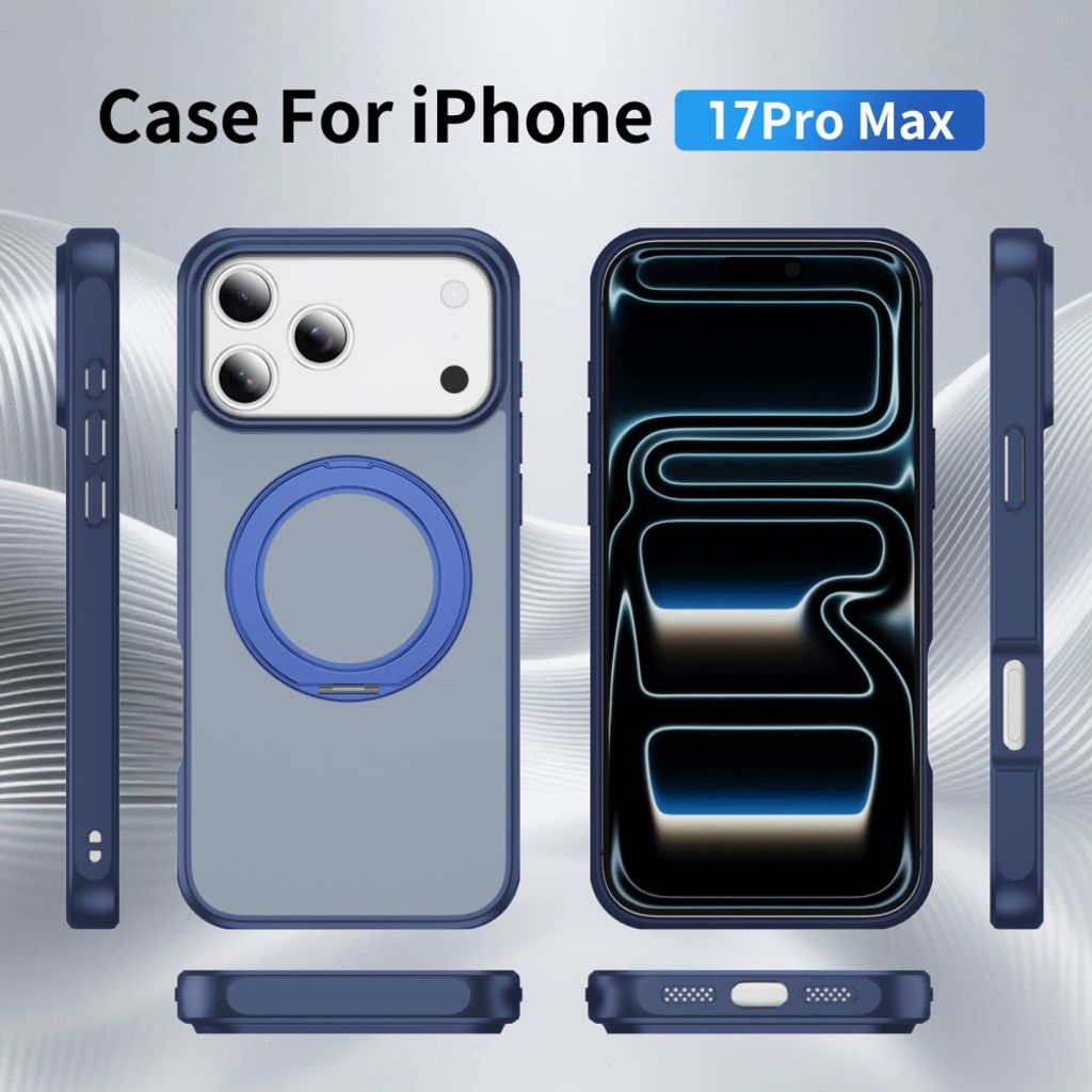 iPhone 18 Pro Max/17 Pro Max MagSafe Skal med ringstativ - Blå
