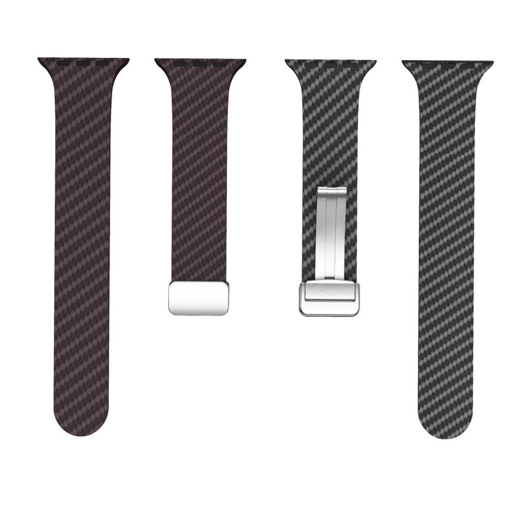 Apple Watch 42 / 41/ 40 / 38mm Klockarmband kolfibertextur - Mörkbrun/Svart