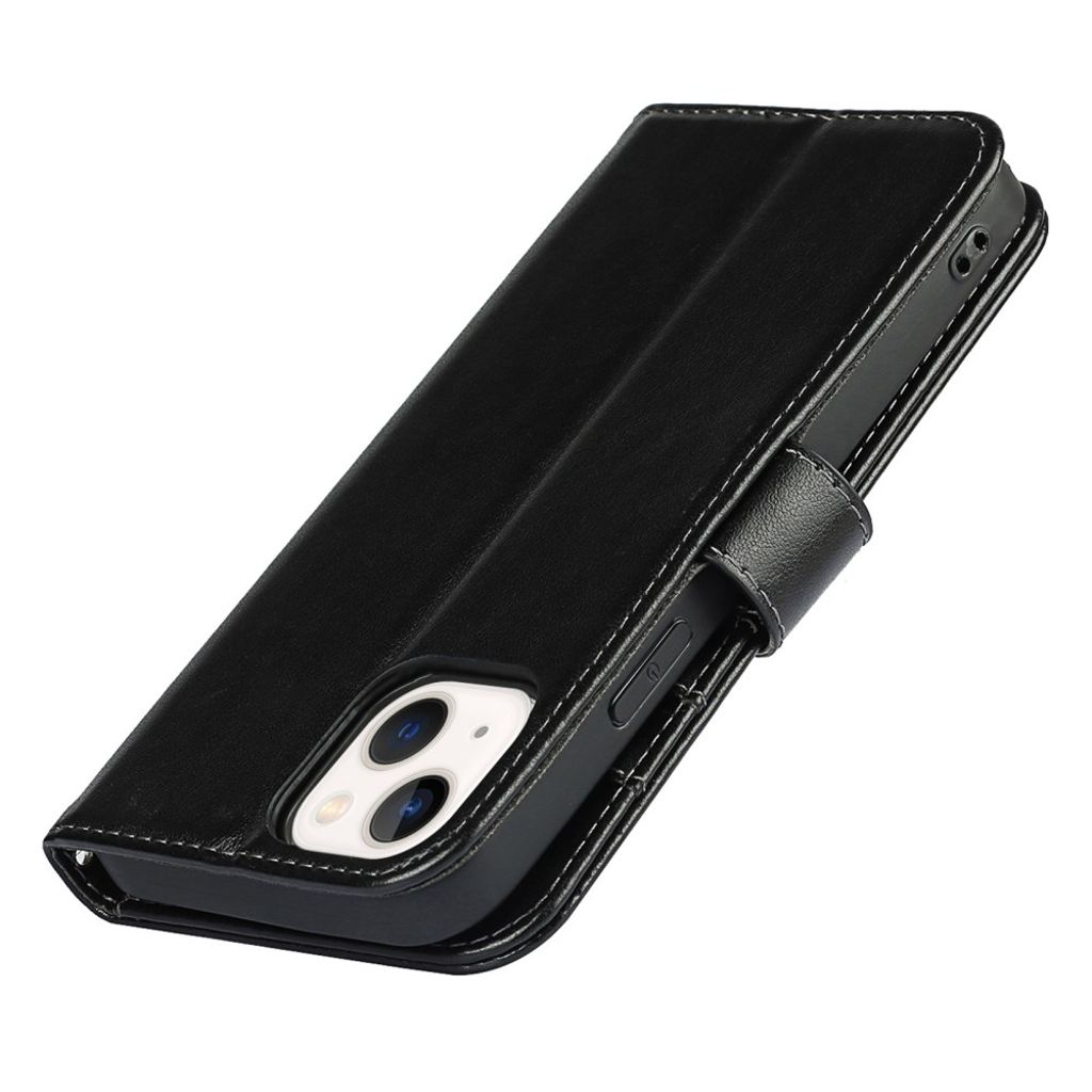 iPhone 14 Plus Lommeboketui Stativ PU-lær - Svart