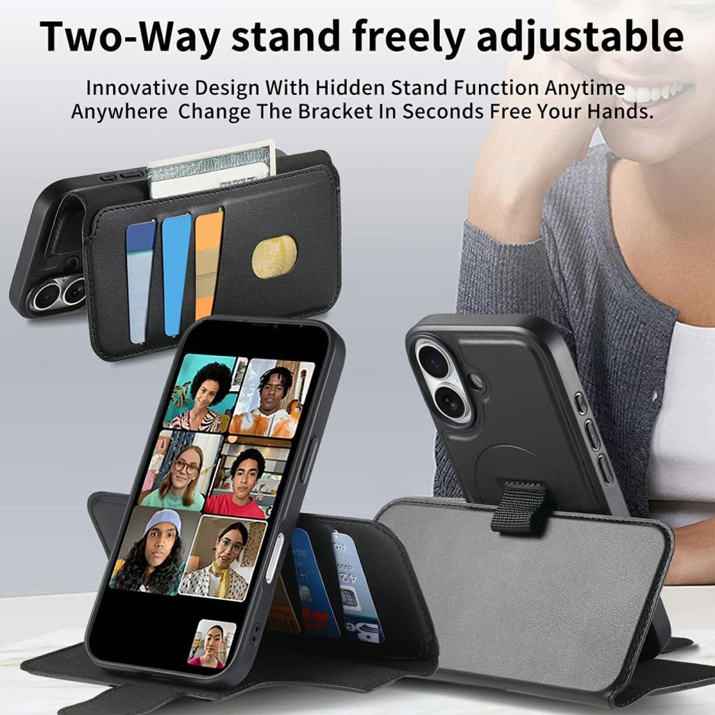 CASENEO iPhone 16 Cover with Stand - Black