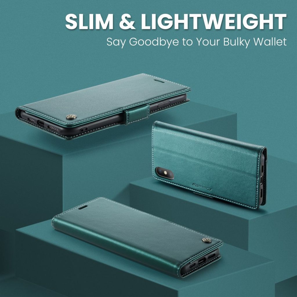 CASEME iPhone XS Max Pungetui med RFID og 3 Kortplads – Grøn