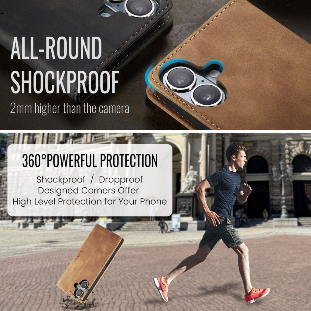 CASEME iPhone 17 Plånboksfodral med Kortfack - Brun