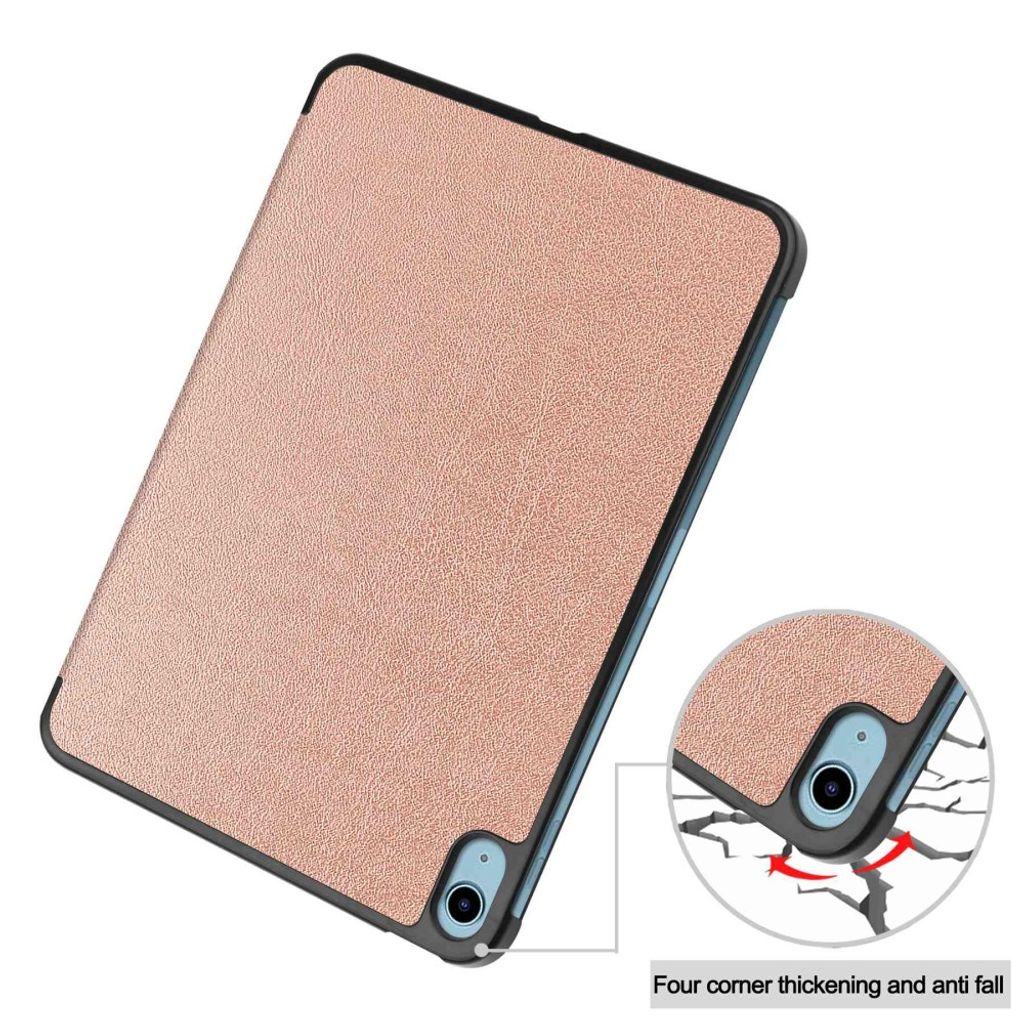 iPad A16 11" 2025/10.9" 2024 Tri-fold flip cover i kunstlæder - Rose guld