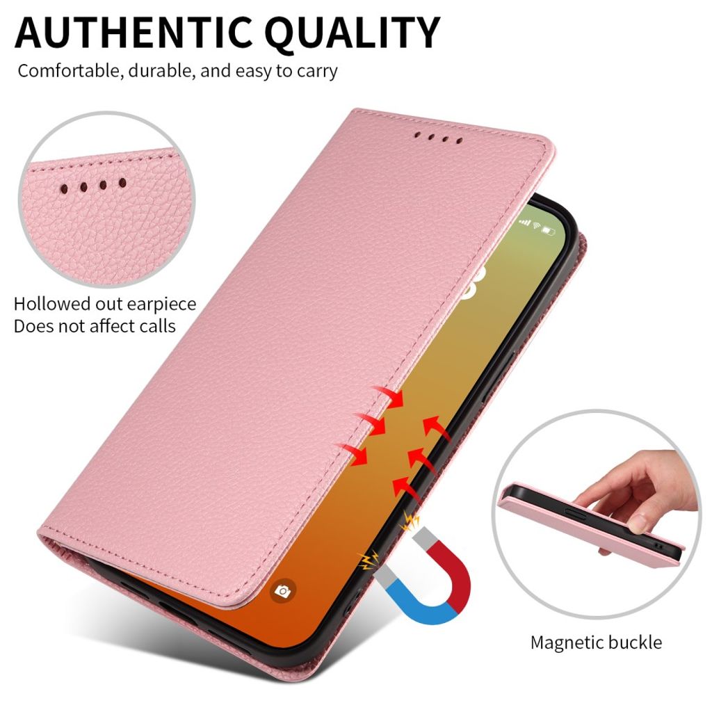 Apple iPhone 14 Pro Wallet Cover RFID Blocking Card Holder - Pink