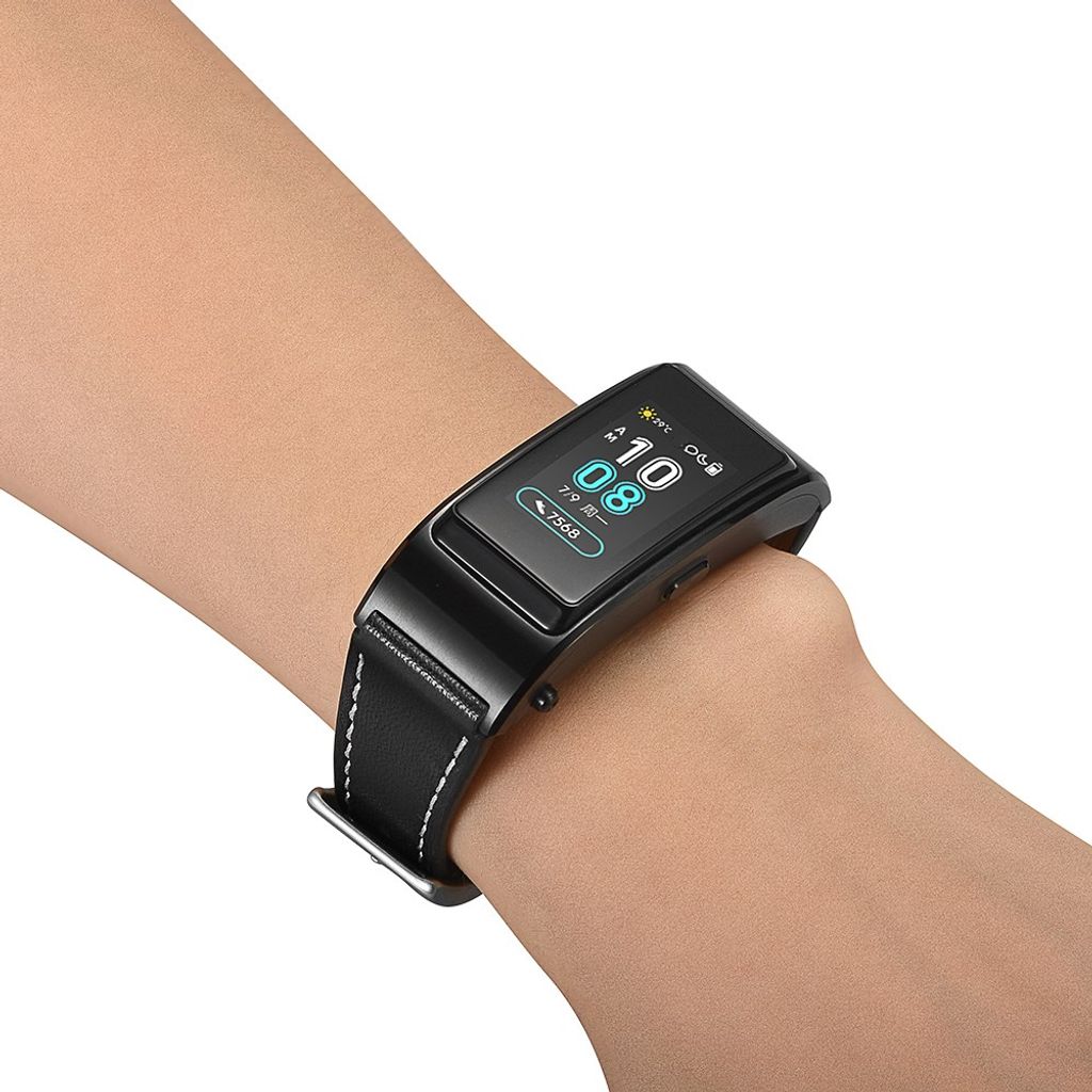 Garmin Vivoactive 4S/3S/Huawei TalkBand B5 ja muiden kellojen ranneke aitoa nahkaa – musta