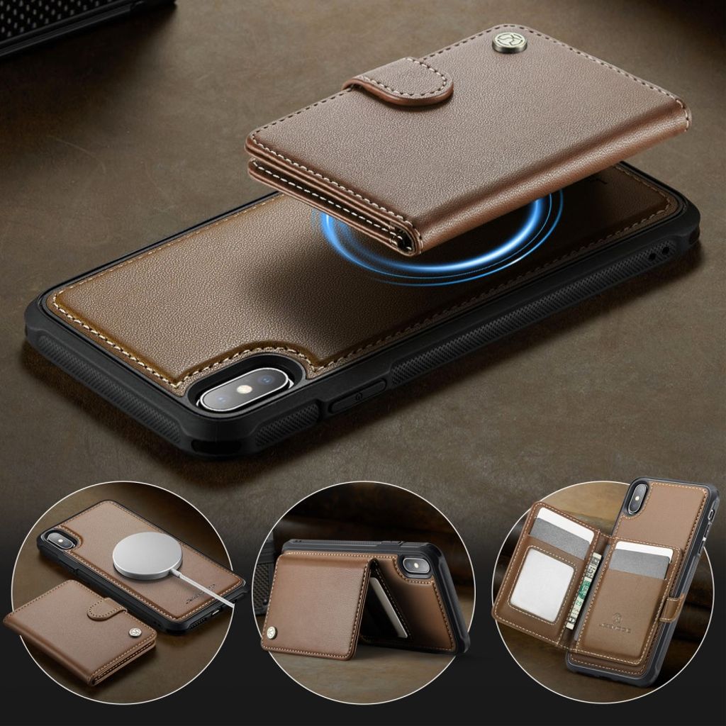 JEEHOOD iPhone XS Max Pungcover MagSafe RFID Kortholder – Brun