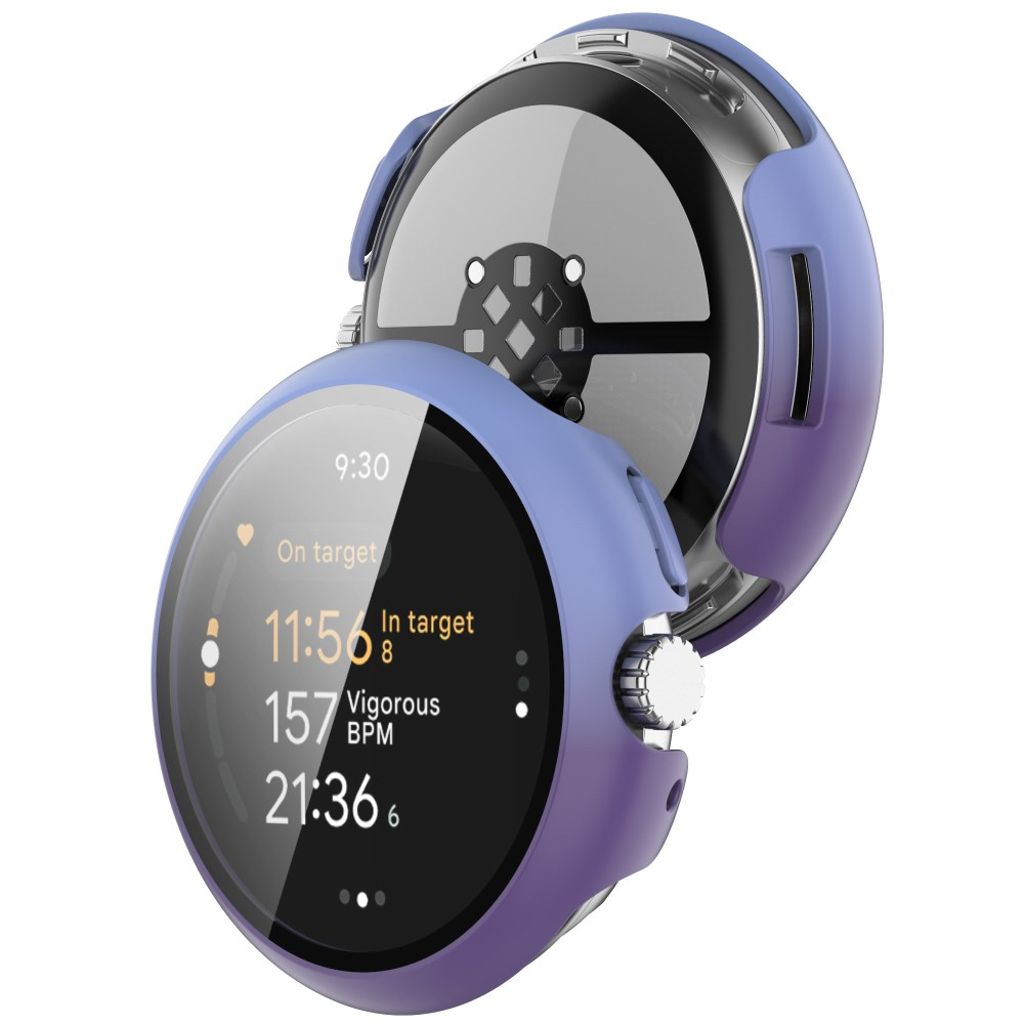 Google Pixel Watch 3 45 mmKuori, Näytönsuoja - sininen + violetti