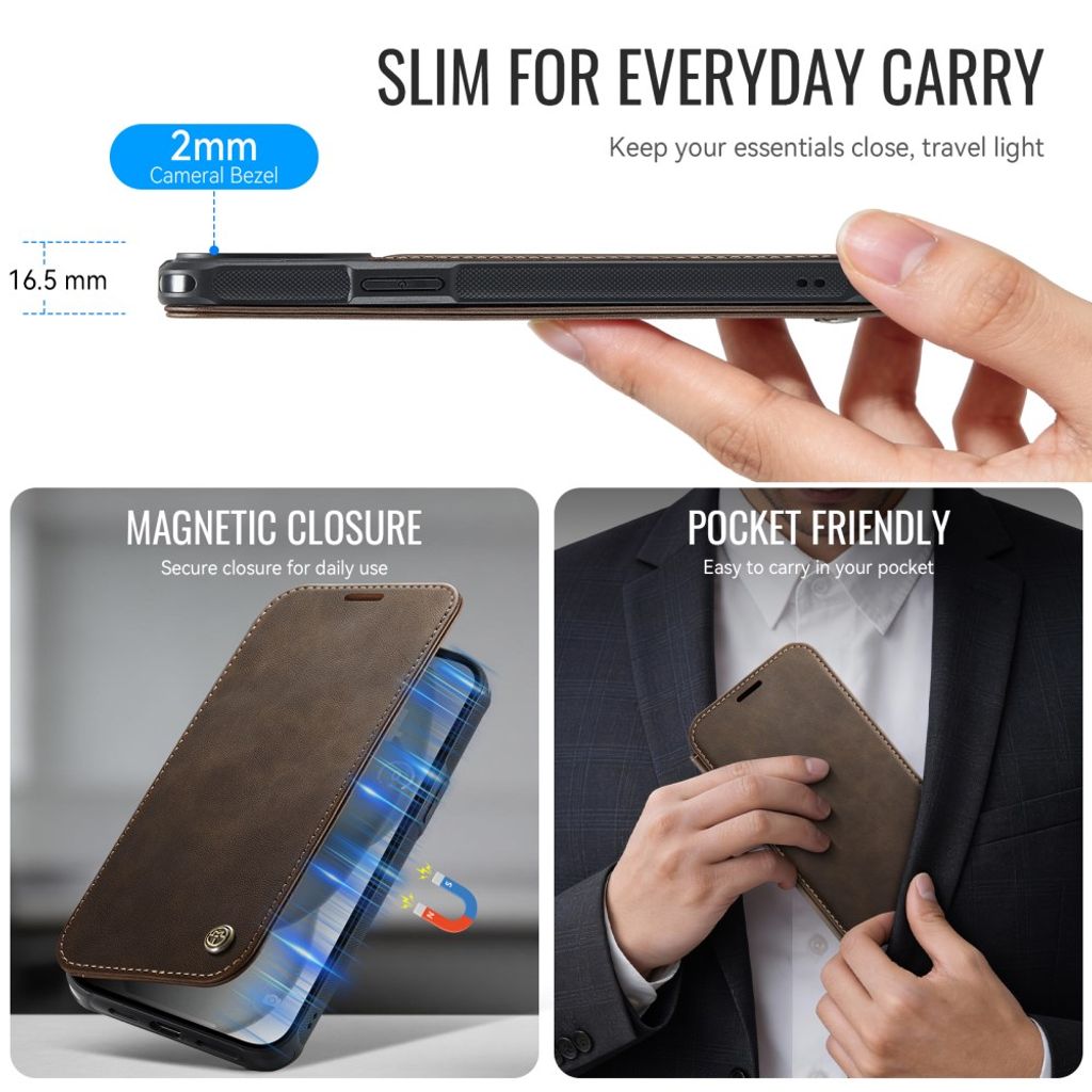 CASEME iPhone 15 Plus/14 Plus Plånboksfodral MagSafe RFID-blockerande - Brun