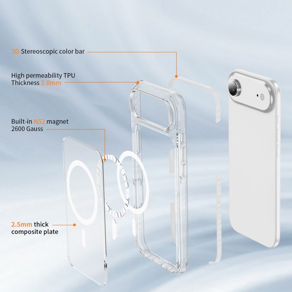 iPhone Air MagSafe kuori akryylitakalla - Valkoinen