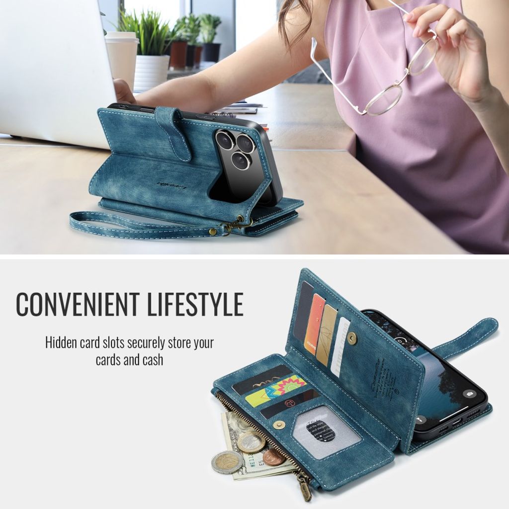 CASEME iPhone 17 Pro Max Etui med Stativ - Blå