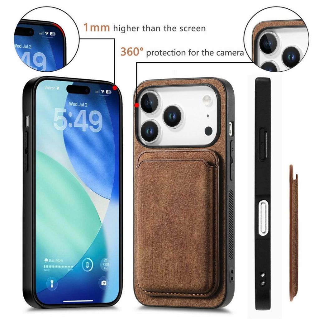 iPhone 18 Pro & iPhone 17 Pro Kuori Irrotettavalla Korttipaikalla - Ruskea